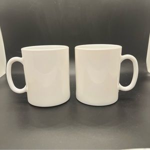 Vintage 1970s Mikk Glass White Coffee Cups - Set of 2 made in France